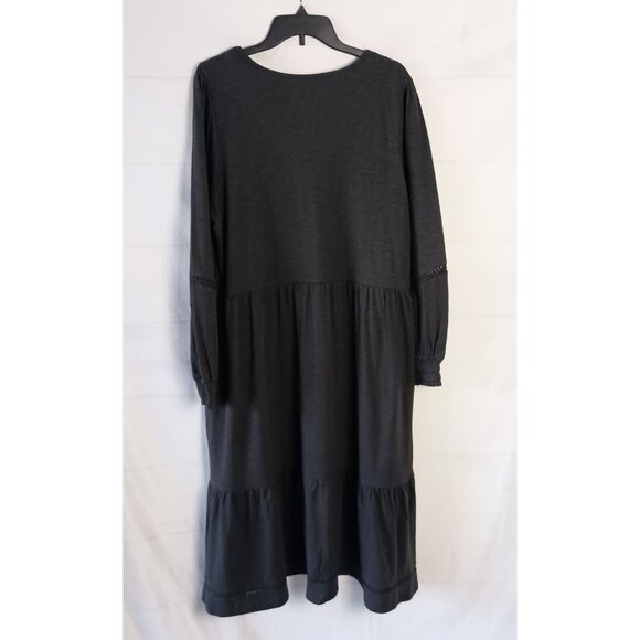 Denim & Co Canyon Retreat Linen Midi Dress Washed Black 1X NWT With Pockets - Picture 4 of 6